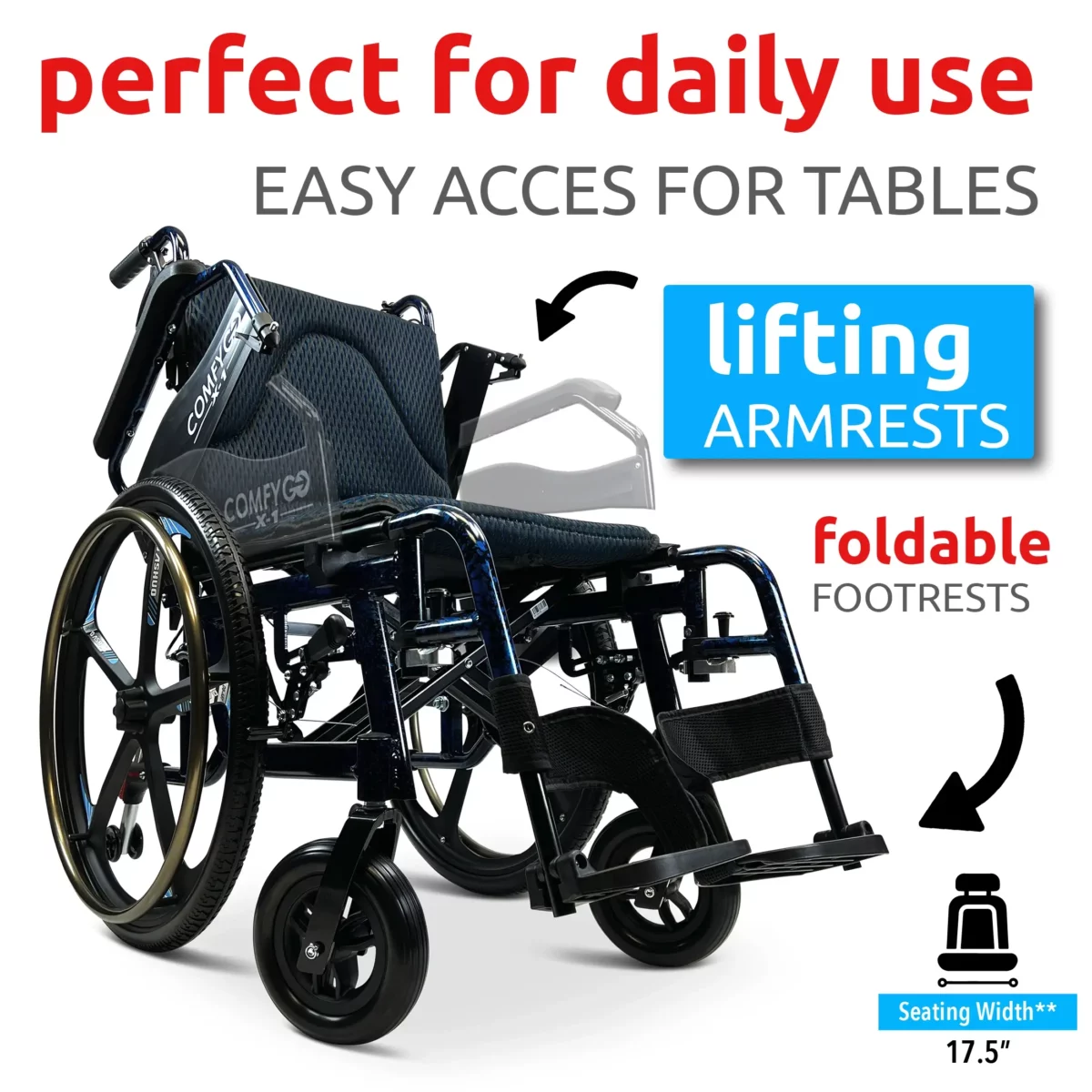 X-1 ComfyGO Lightweight Manual Wheelchair - Image 17