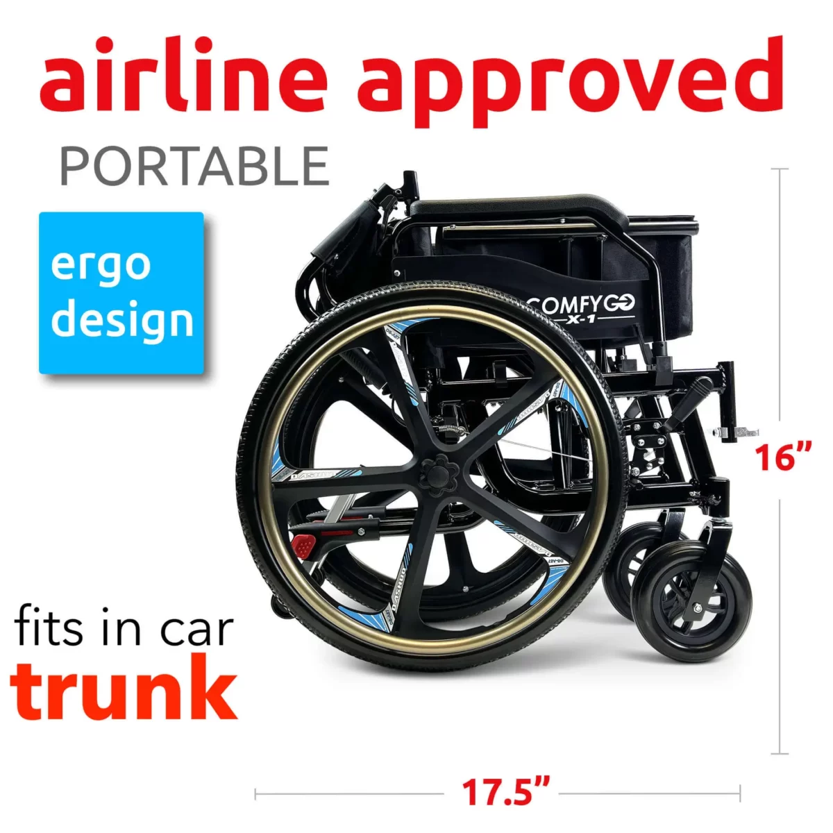 X-1 ComfyGO Lightweight Manual Wheelchair - Image 18