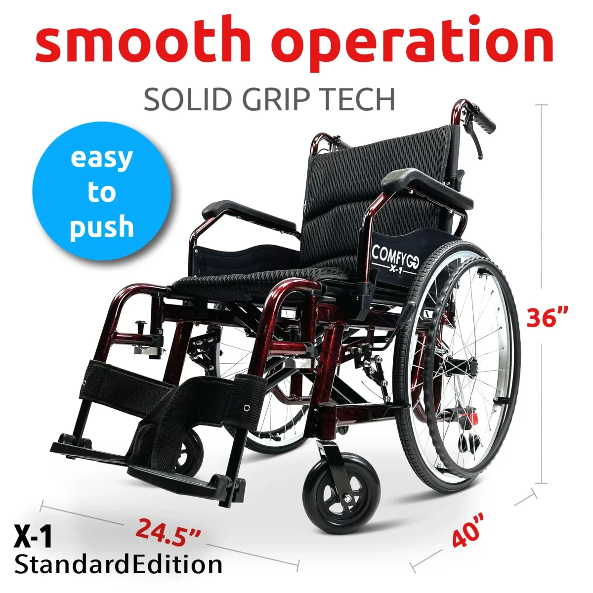 X-1 ComfyGO Lightweight Manual Wheelchair - Image 15