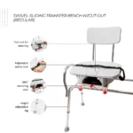 Eagle Health Swivel Sliding Transfer Bench with Cut-Out - Image 8