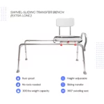 Eagle Health Swivel Sliding Transfer Bench - Image 3