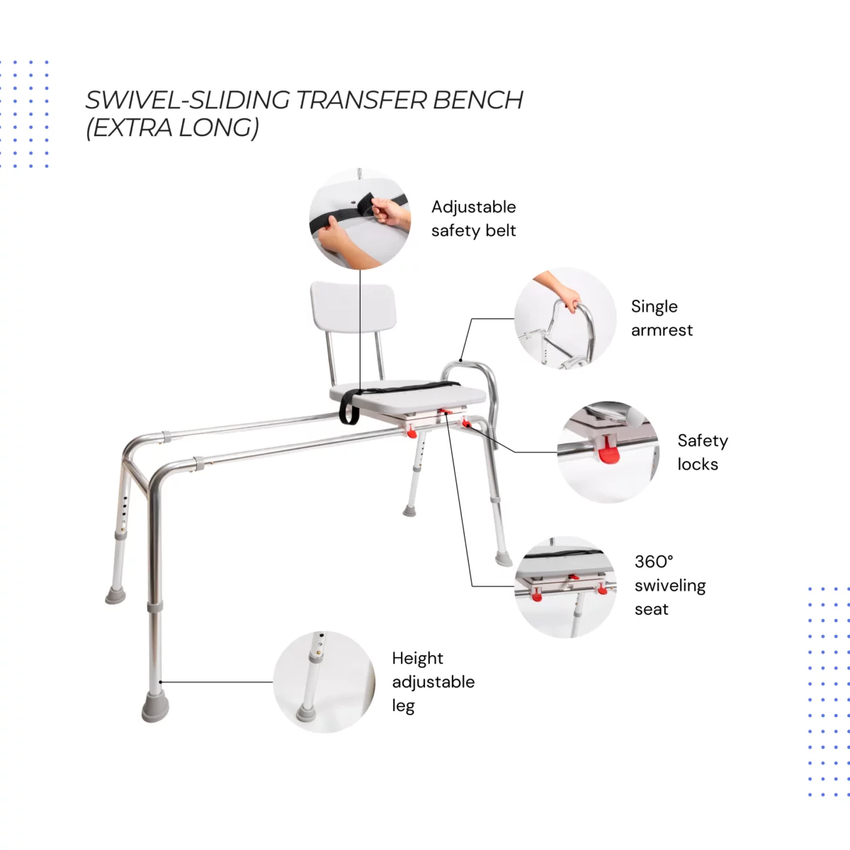 Eagle Health Swivel Sliding Transfer Bench - Image 4