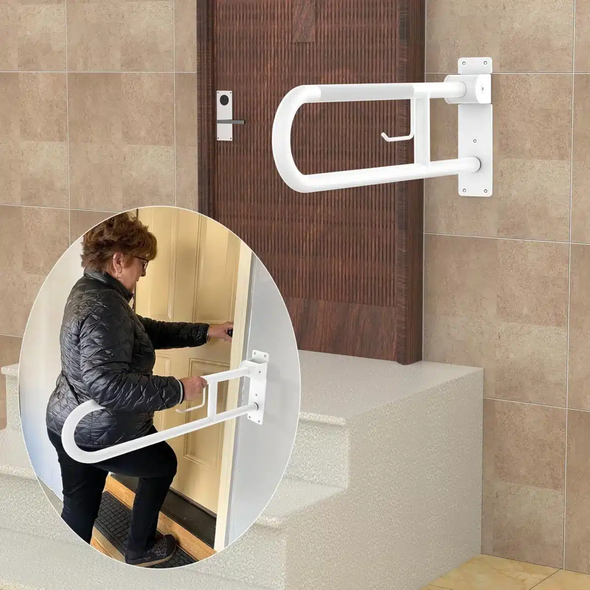 Flip-Up Toilet Grab Bar with Paper Holder - Image 6