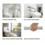 Flip-Up Toilet Grab Bar with Paper Holder - Image 4
